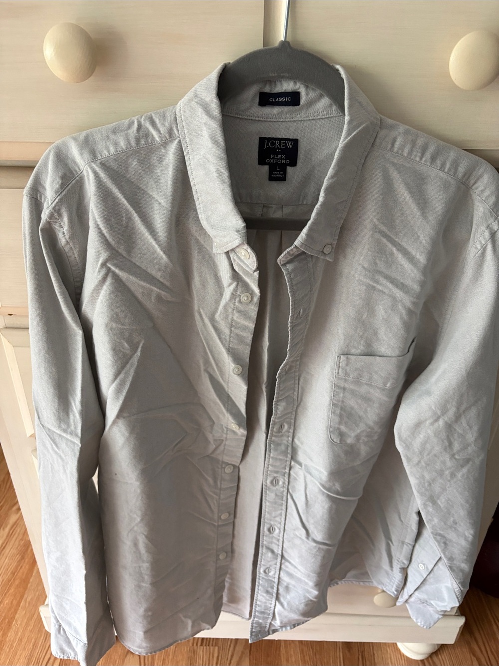 J. Crew Light Gray Oxford Shirt Jacket - Classic Button-Front